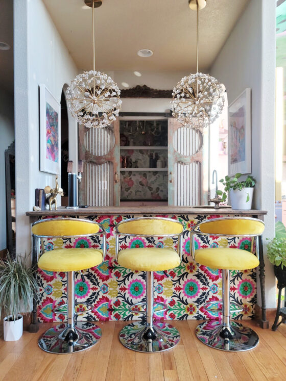 DIY Upholstered Bar/Cabinet Panel